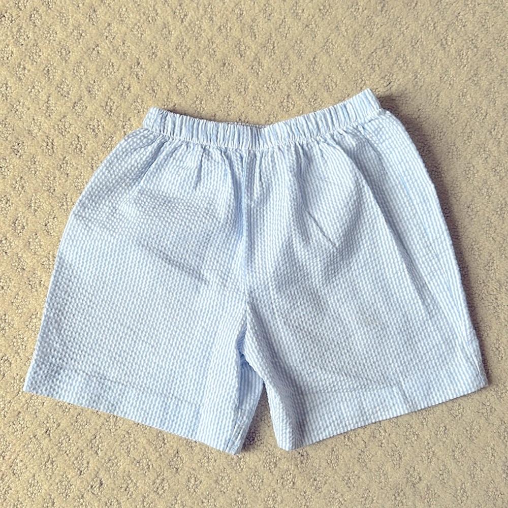 Boys Elastic Waist Seersucker Shorts Light Blue Size 3T